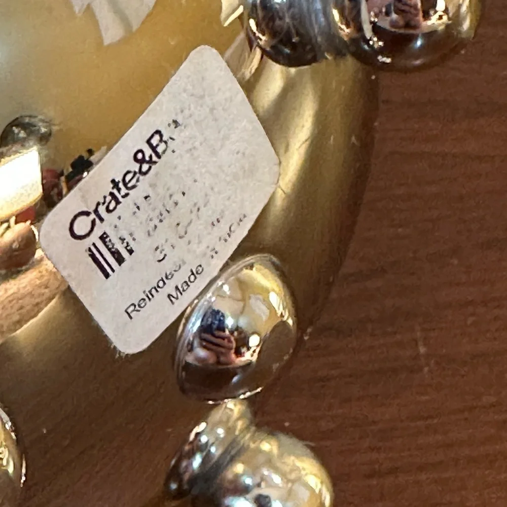 🎄Crate & Barrel Silver Tone Reindeer Votive Tea Light Candle Holder Ball Feet